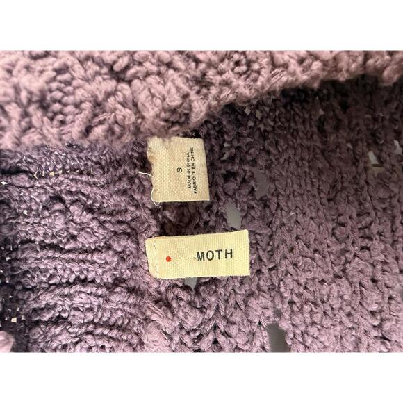 Moth by Anthropologie Purple Open-Front Knit Cardigan Sweater - Size - Small - Picture 4 of 5